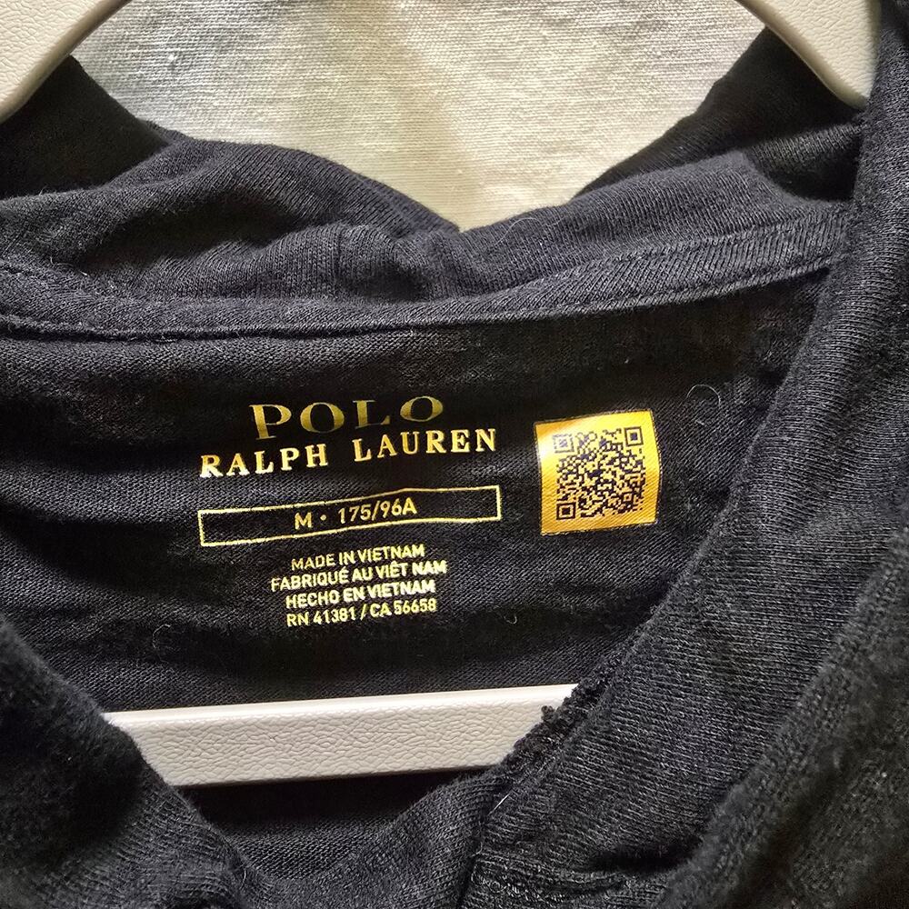 Polo Ralph Lauren Jersey Hooded T-shirt in black long sleeve hooded men's medium - Picture 5 of 10